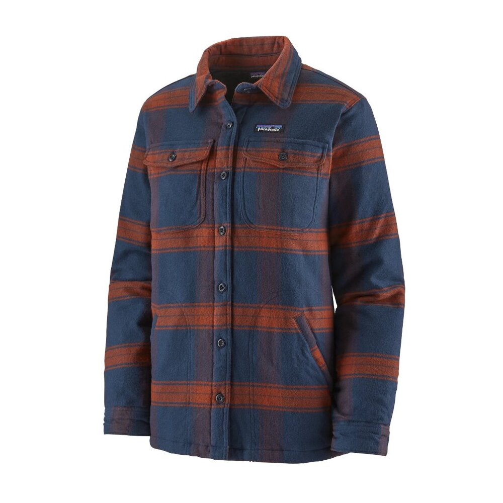 Patagonia Women's Insulated Fjord Flannel Shirt Jacket Burlwood Plaid Medium